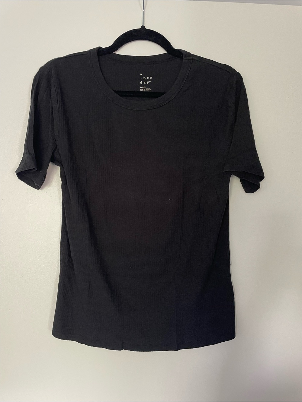 a new day Black Ribbed Short Sleeve Crewneck Tee